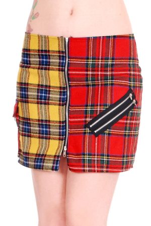 ADF928 - Red and Yellow Bondage Split Skirt