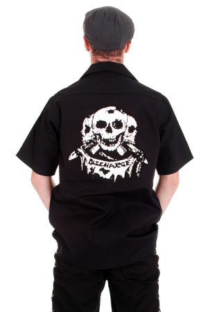 BBH904 Discharge 3 Skulls Mens Work Shirt