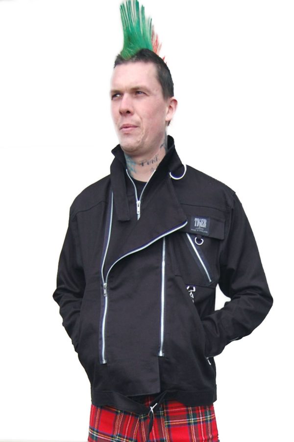 Black Cotton Zipped Jacket-9415