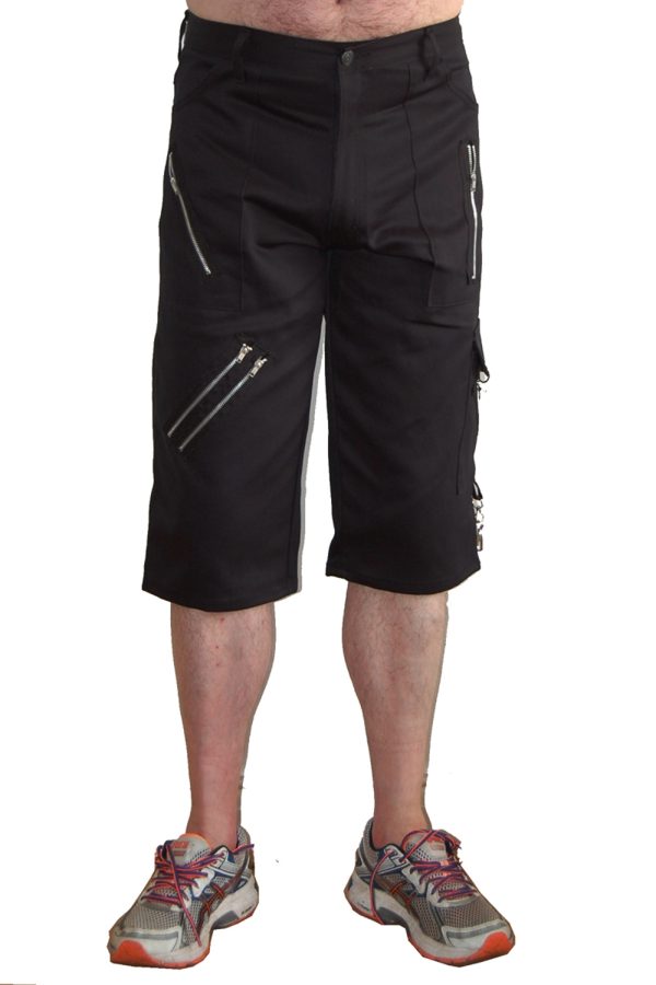 Black Cotton Bondage Shorts.-9451