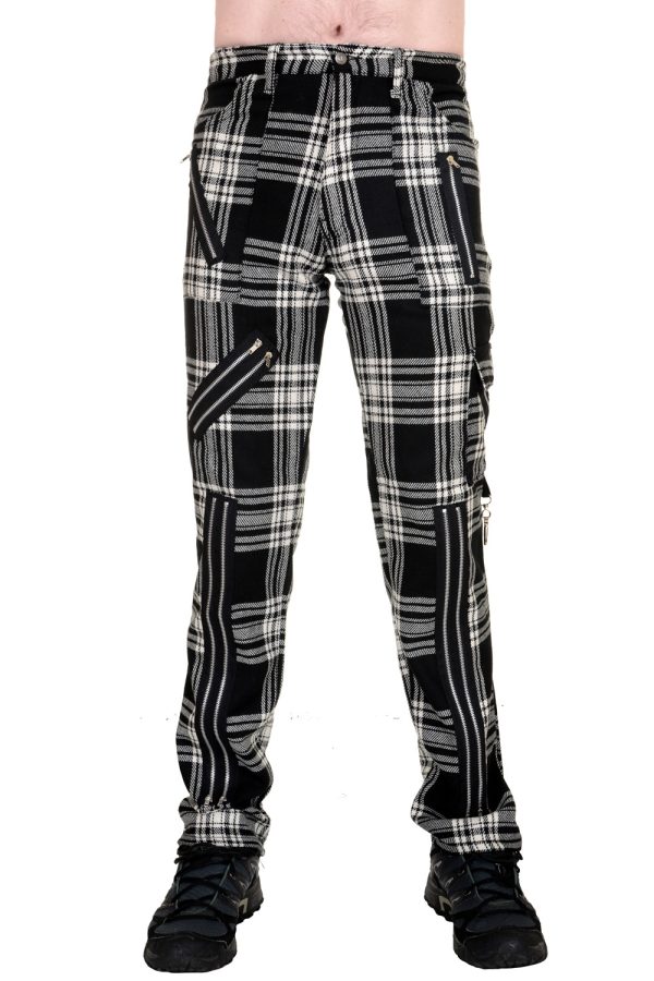 Black and White Tartan Zip Bondage Pants-9974