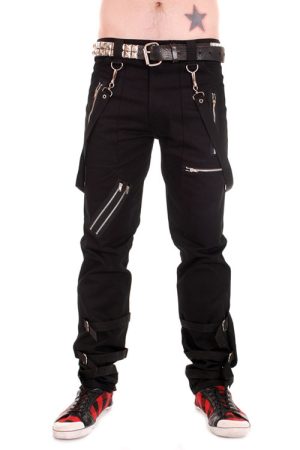 CCF821 Black Bondage Trousers with Straps