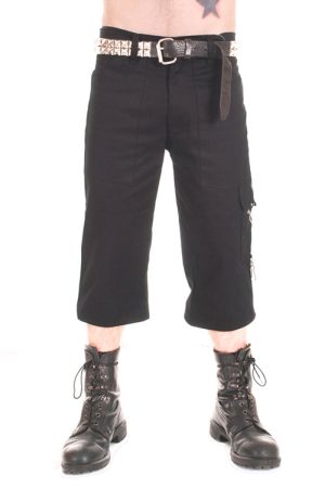CCF834 Zip Bondage Black Cotton 3/4 Length Pants