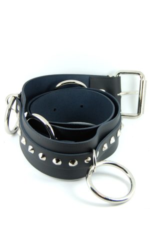 DEB151 Sid Vicious Ring Leather Belt Conical Studs
