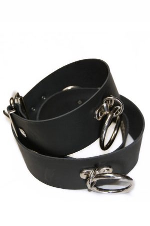 DEB152 Sid Vicious Ring Black Leather Belt