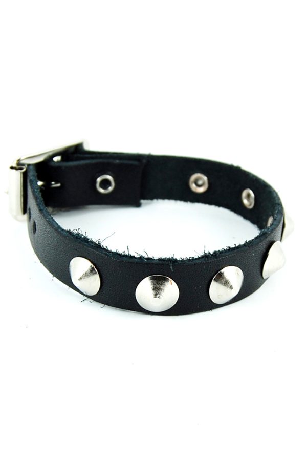 1 Row Conical Stud Leather Wristband.-9282