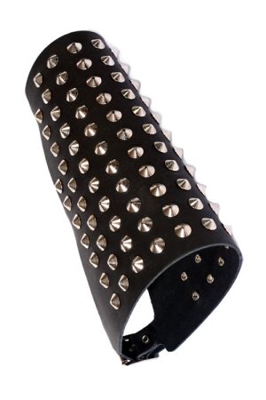 11 Row Conical Stud Leather Wristband.