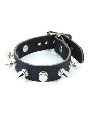 1 Row Spike Stud Leather Wristband