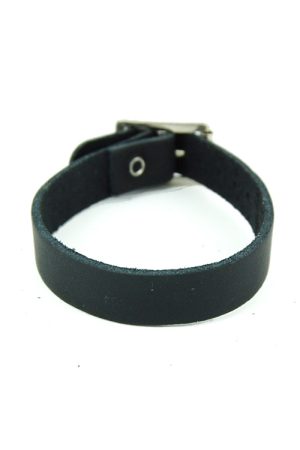 DEA172-BLK Small Plain Black Leather Wristband