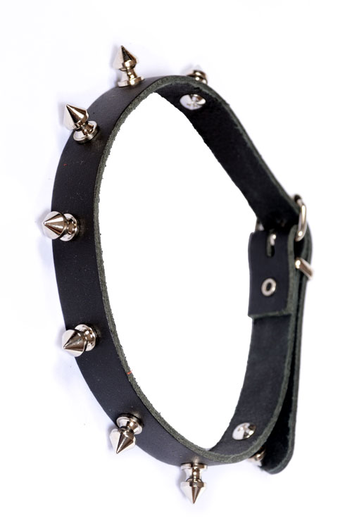 1 Row Spike Stud Black Leather Choker Tiger of London