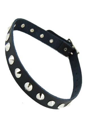1 Row Conical Stud Leather Choker