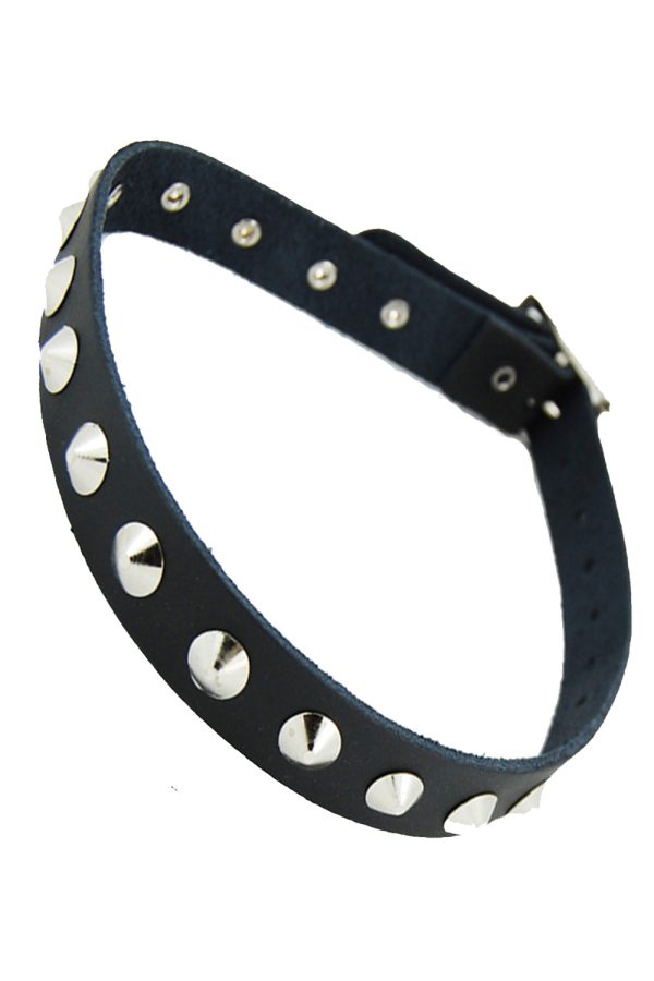 1 Row Conical Stud Leather Choker-9271