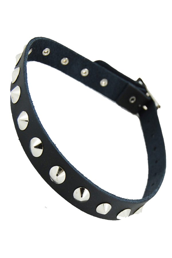 1 Row Conical Stud Leather Choker-9753