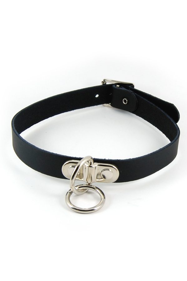 Small Ring Black Leather Neckband-9781
